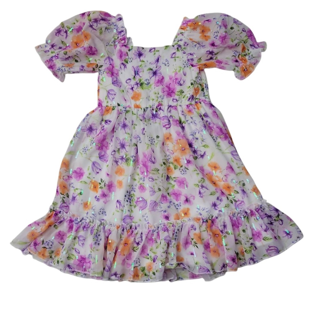 Rare Editions Girls comfort short pullover chiffon dress green (XL 14/16)